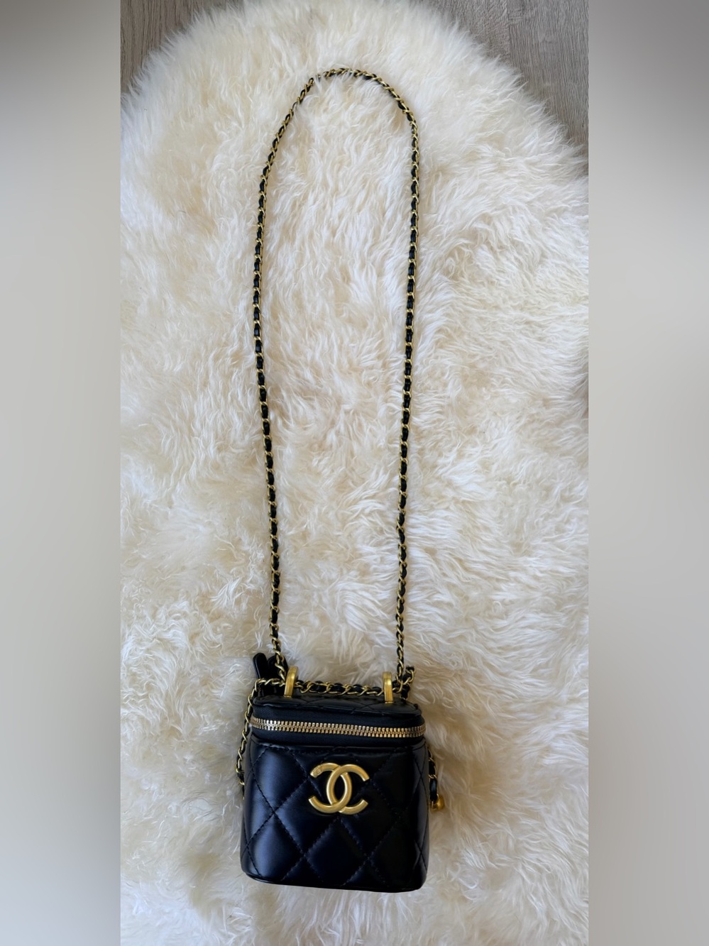 Fashion Chanel Mini Black PU Leather Ball Box Bag. NEW in Chanel (Damaged) Box - Picture 3 of 15